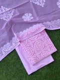 Premium Handcrafted Applique Work in Cotton & Organdy Unstitched Suit | 3-Piece