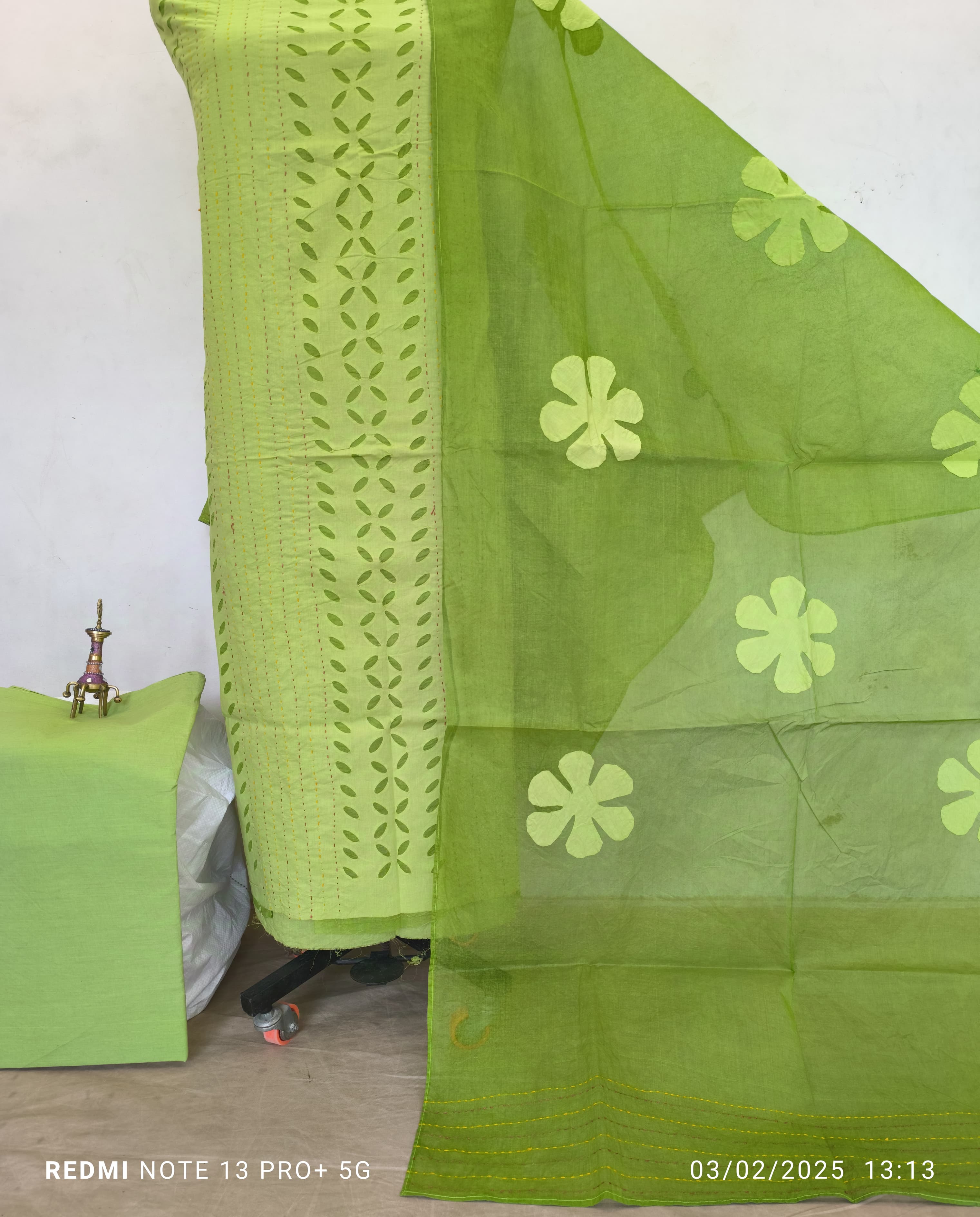 Premium Applique & Kantha Dress Material - Cotton & Organdy (2.5m Each)