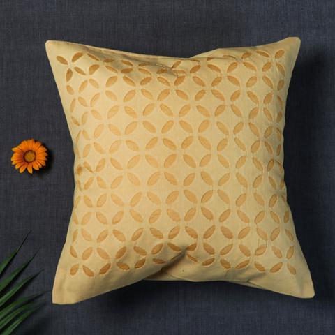 Premium Handcrafted Applique Work Cushion Covers | Cotton & Organdy | Set 1 = 5 Piece | 16" × 16"