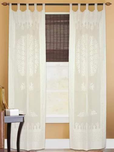 Exquisite Applique Work Cotton Curtain - 7 ft x 40"
