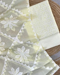 Designer Applique Work Unstitched Cotton & Organdy Suit – (3 Piece - 2.5m Each)