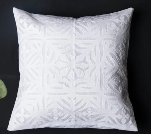 Premium Handcrafted Applique Work Cushion Covers | Cotton & Organdy | Set 1 = 5 Piece | 16" × 16"