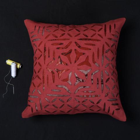 Premium Handcrafted Applique Work Cushion Covers | Cotton & Organdy | Set 1 = 5 Piece | 16" × 16"