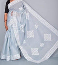 Handmade Applique Work Saree - Organdy & Cotton 5.5m Saree with 80" Blouse
