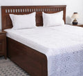 Handcrafted Applique Double Bedsheet (90"x108") with Pillow (17"x27") in Cotton with Organdy Accents