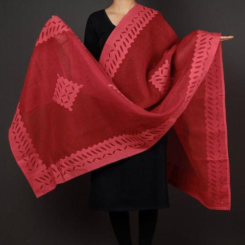 Premium Handcrafted Applique Work Dupatta in Organdy & Cotton (2.5m x 34")