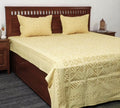 Handcrafted Applique Double Bedsheet (90"x108") with Pillow (17"x27") in Cotton with Organdy Accents