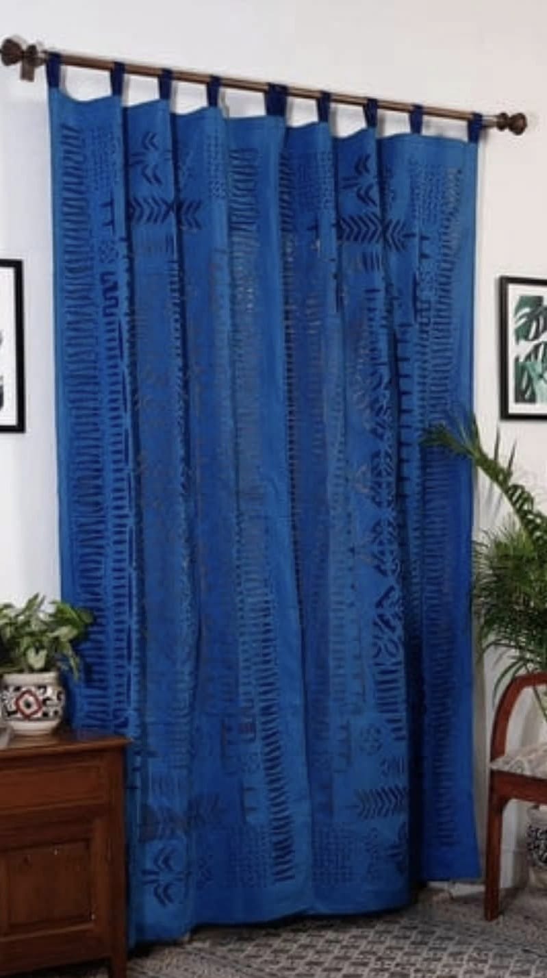 Exquisite Applique Work Cotton Curtain - 7 ft x 40"