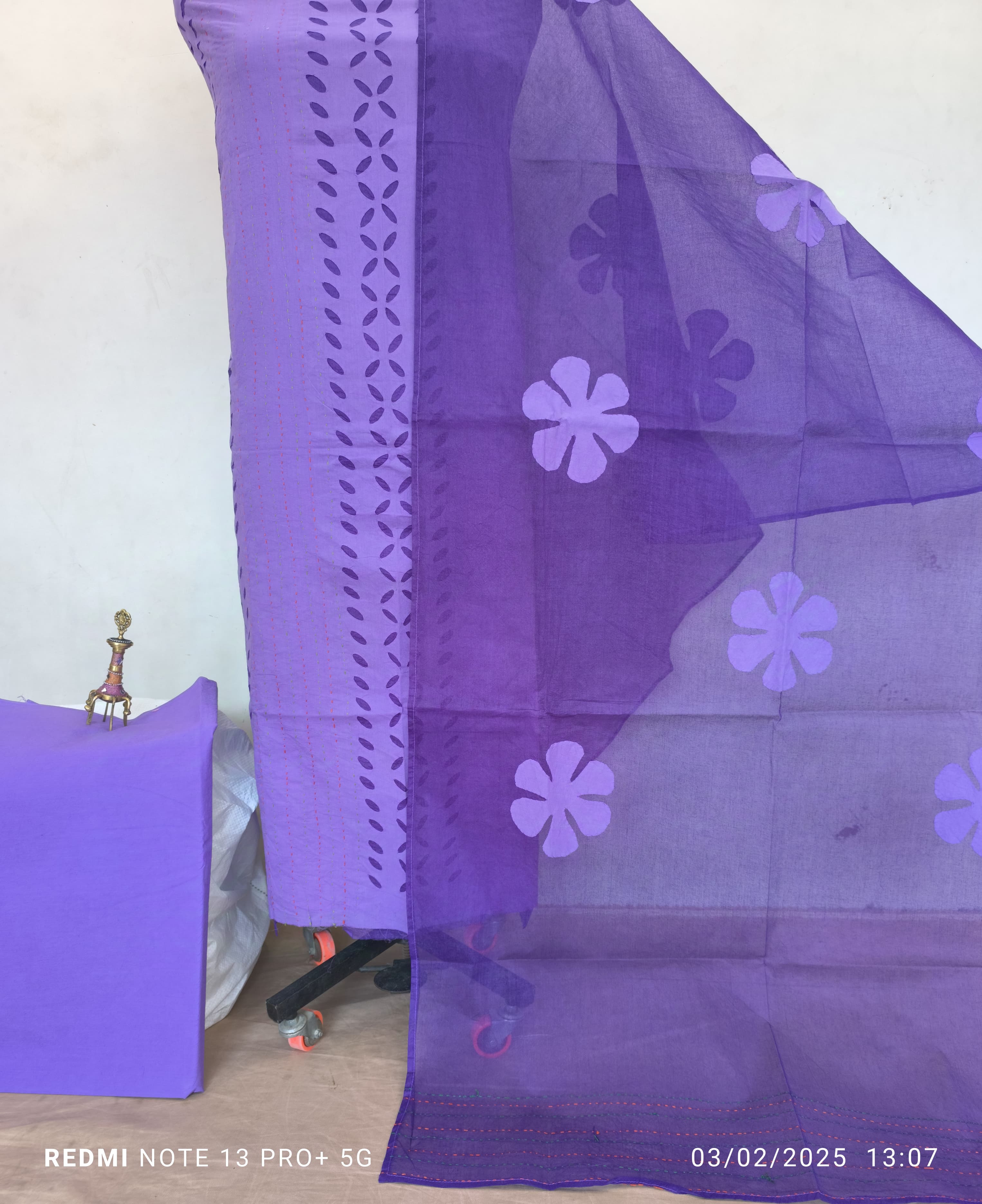 Premium Applique & Kantha Dress Material - Cotton & Organdy (2.5m Each)