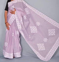 Handmade Applique Work Saree - Organdy & Cotton 5.5m Saree with 80" Blouse