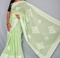 Handmade Applique Work Saree - Organdy & Cotton 5.5m Saree with 80" Blouse