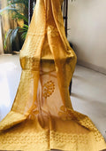 Handcrafted Premium Full-Size Applique Work Dupatta | Organdy Cotton | 43" x 2.5m
