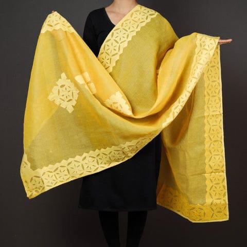 Premium Handcrafted Applique Work Dupatta in Organdy & Cotton (2.5m x 34")