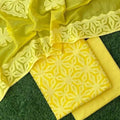 Premium Handcrafted Applique Work in Cotton & Organdy Unstitched Suit | 3-Piece