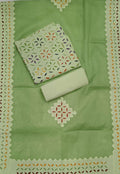 Handcrafted Applique Work & Suzani Hand Embroidery – Unstitched Cotton & Organdy Suit (3-Piece)