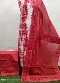 Elegant Unstitched Tie & Dye Cotton and Organdy Suit with Applique Detailing - 3 Piece