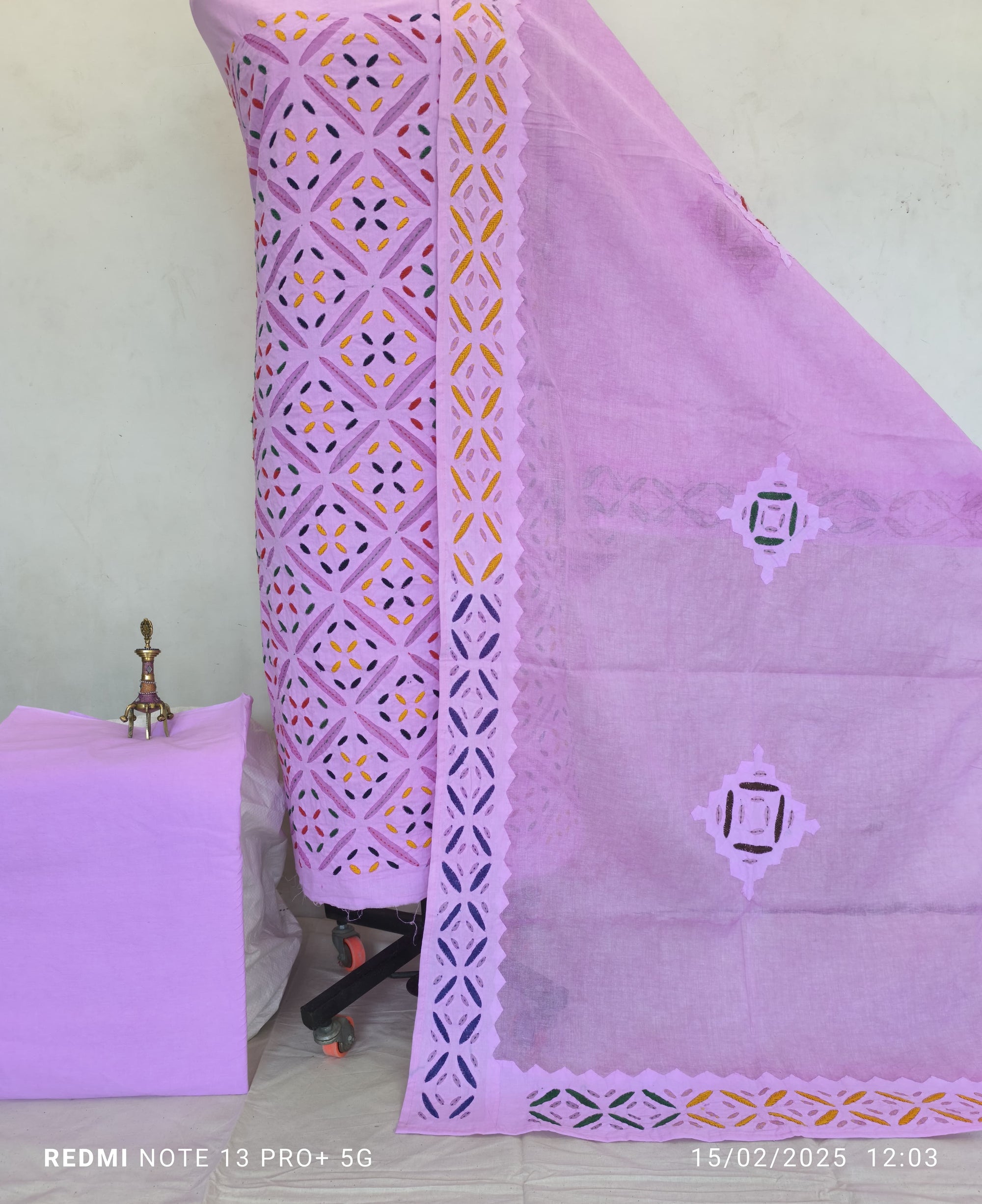 Handcrafted Applique Work & Suzani Hand Embroidery – Unstitched Cotton & Organdy Suit (3-Piece)