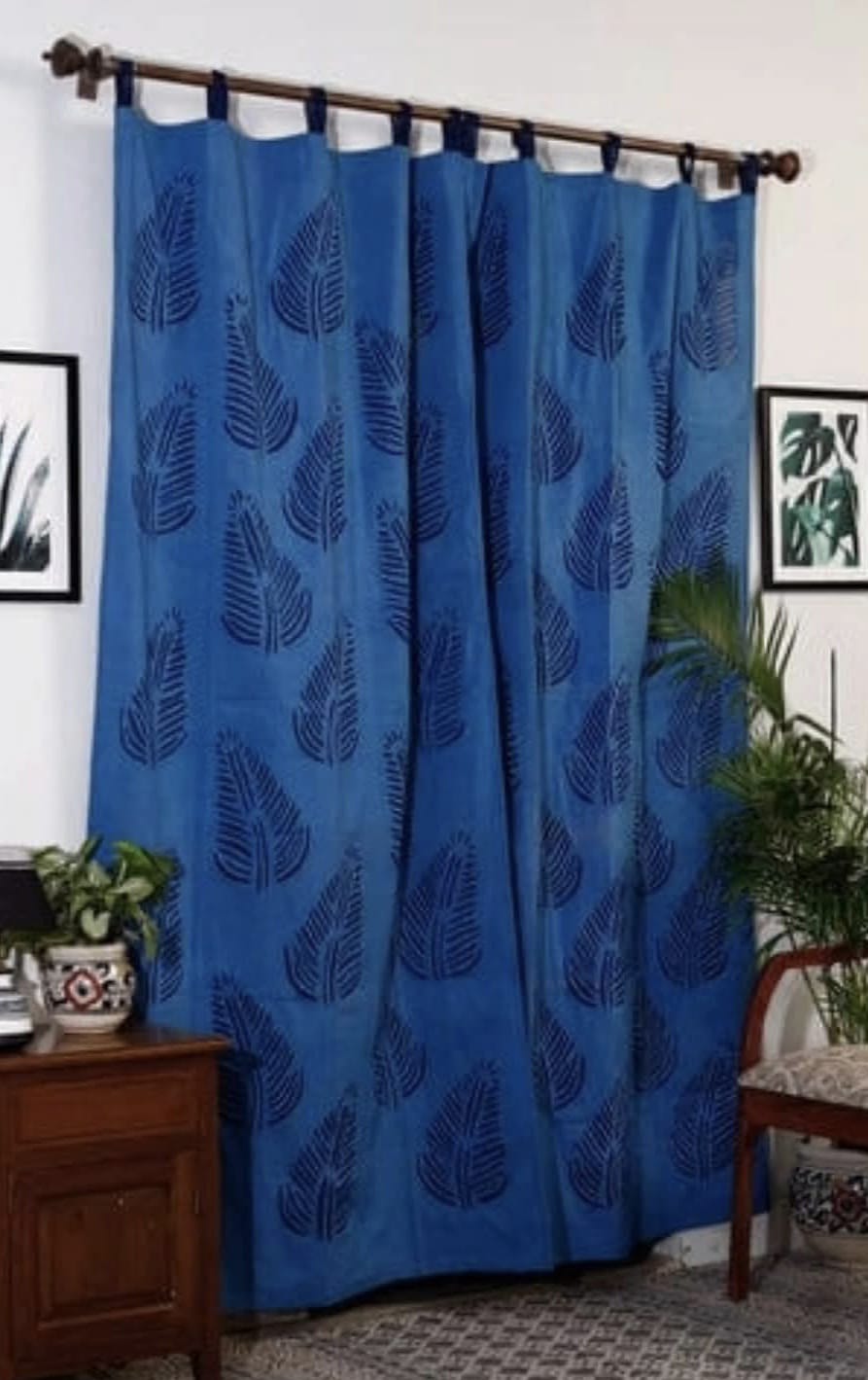 Exquisite Applique Work Cotton Curtain - 7 ft x 40"