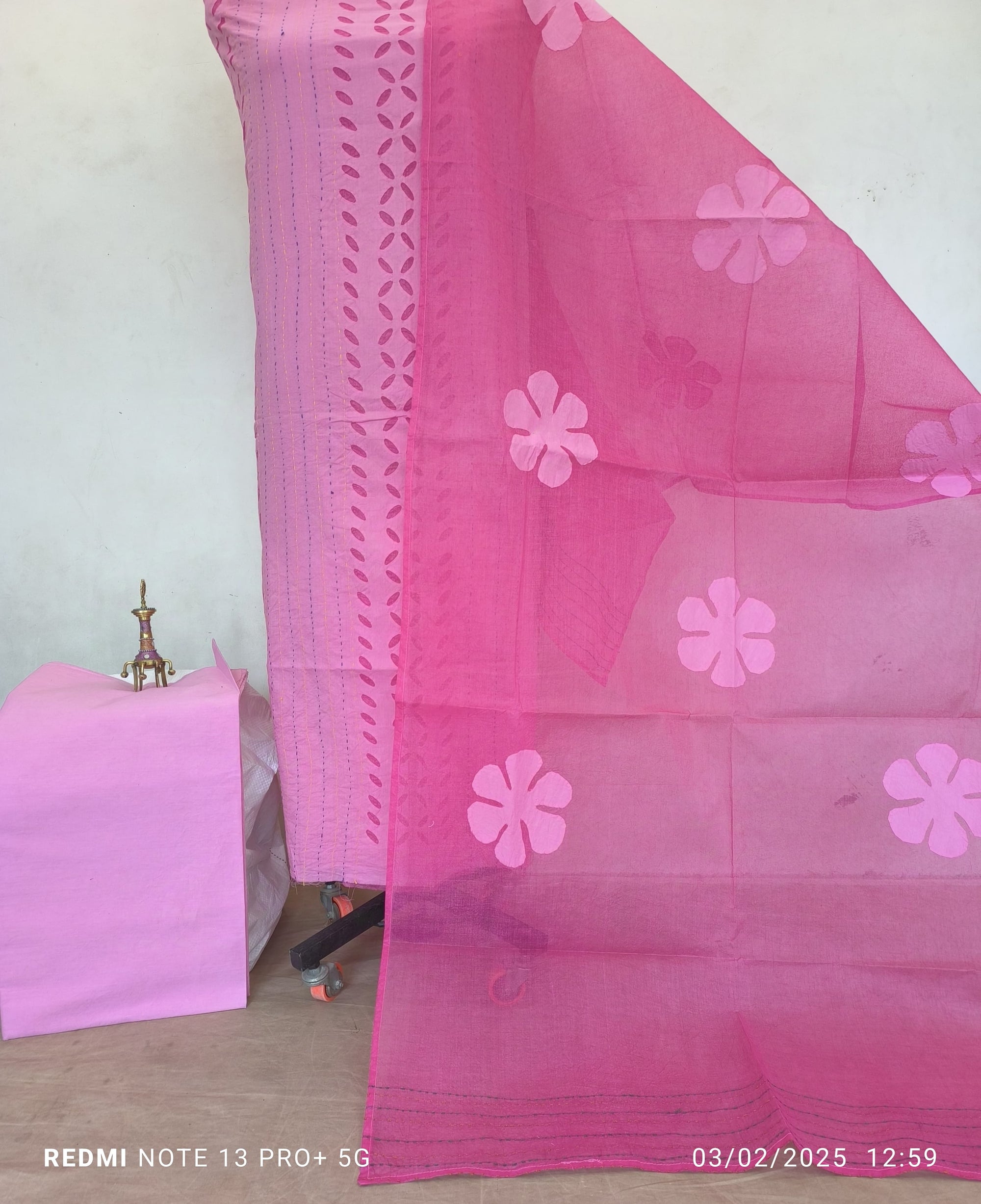 Premium Applique & Kantha Dress Material - Cotton & Organdy (2.5m Each)