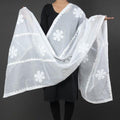 Premium Handcrafted Applique Work Dupatta in Organdy & Cotton (2.5m x 34")