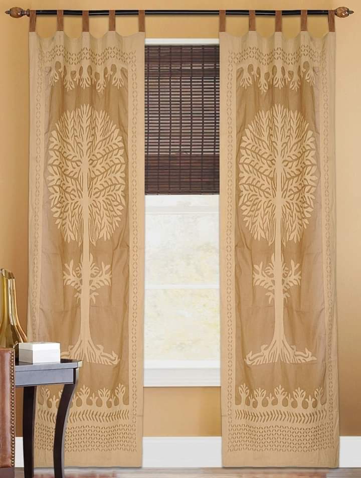 Exquisite Applique Work Cotton Curtain - 7 ft x 40"