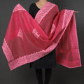 Premium Handcrafted Applique Work Dupatta in Organdy & Cotton (2.5m x 34")