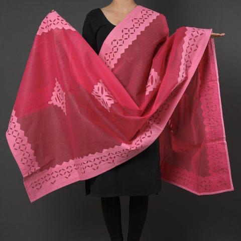 Premium Handcrafted Applique Work Dupatta in Organdy & Cotton (2.5m x 34")