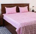 Handcrafted Applique Double Bedsheet (90"x108") with Pillow (17"x27") in Cotton with Organdy Accents
