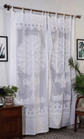 Exquisite Applique Work Cotton Curtain - 7 ft x 40"