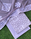 Premium Handcrafted Applique Work in Cotton & Organdy Unstitched Suit | 3-Piece