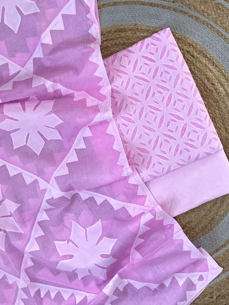 Designer Applique Work Unstitched Cotton & Organdy Suit – (3 Piece - 2.5m Each)