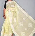 Handmade Applique Work Saree - Organdy & Cotton 5.5m Saree with 80" Blouse
