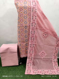 Handcrafted Applique Work & Suzani Hand Embroidery – Unstitched Cotton & Organdy Suit (3-Piece)
