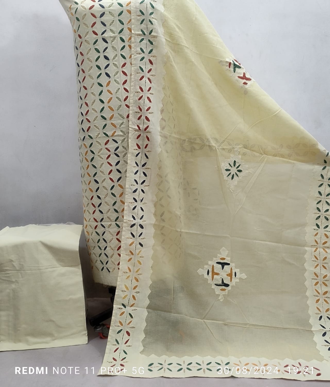 Handcrafted Applique Work & Suzani Hand Embroidery – Unstitched Cotton & Organdy Suit (3-Piece)