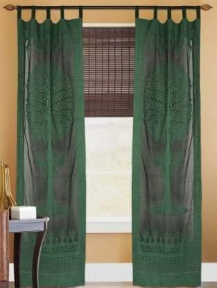 Exquisite Applique Work Cotton Curtain - 7 ft x 40"