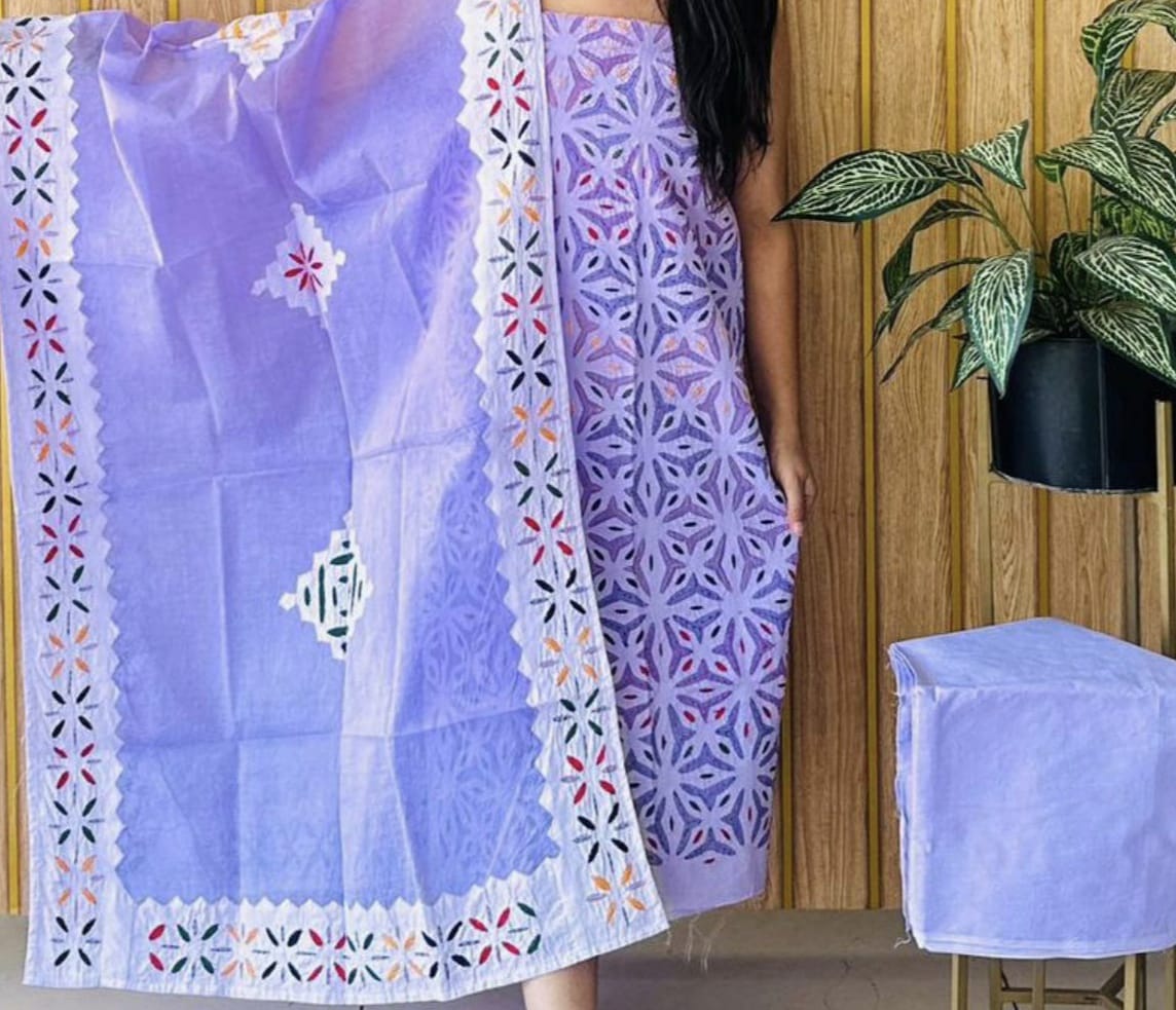 Handcrafted Applique Work & Suzani Hand Embroidery – Unstitched Cotton & Organdy Suit (3-Piece)