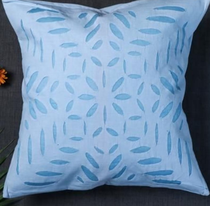 Premium Handcrafted Applique Work Cushion Covers | Cotton & Organdy | Set 1 = 5 Piece | 16" × 16"