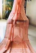 Handcrafted Premium Full-Size Applique Work Dupatta | Organdy Cotton | 43" x 2.5m