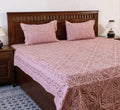 Handcrafted Applique Double Bedsheet (90"x108") with Pillow (17"x27") in Cotton with Organdy Accents