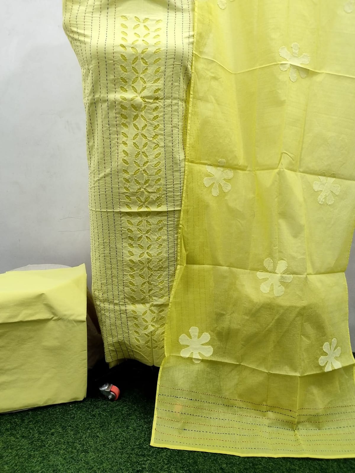 Premium Applique & Kantha Dress Material - Cotton & Organdy (2.5m Each)