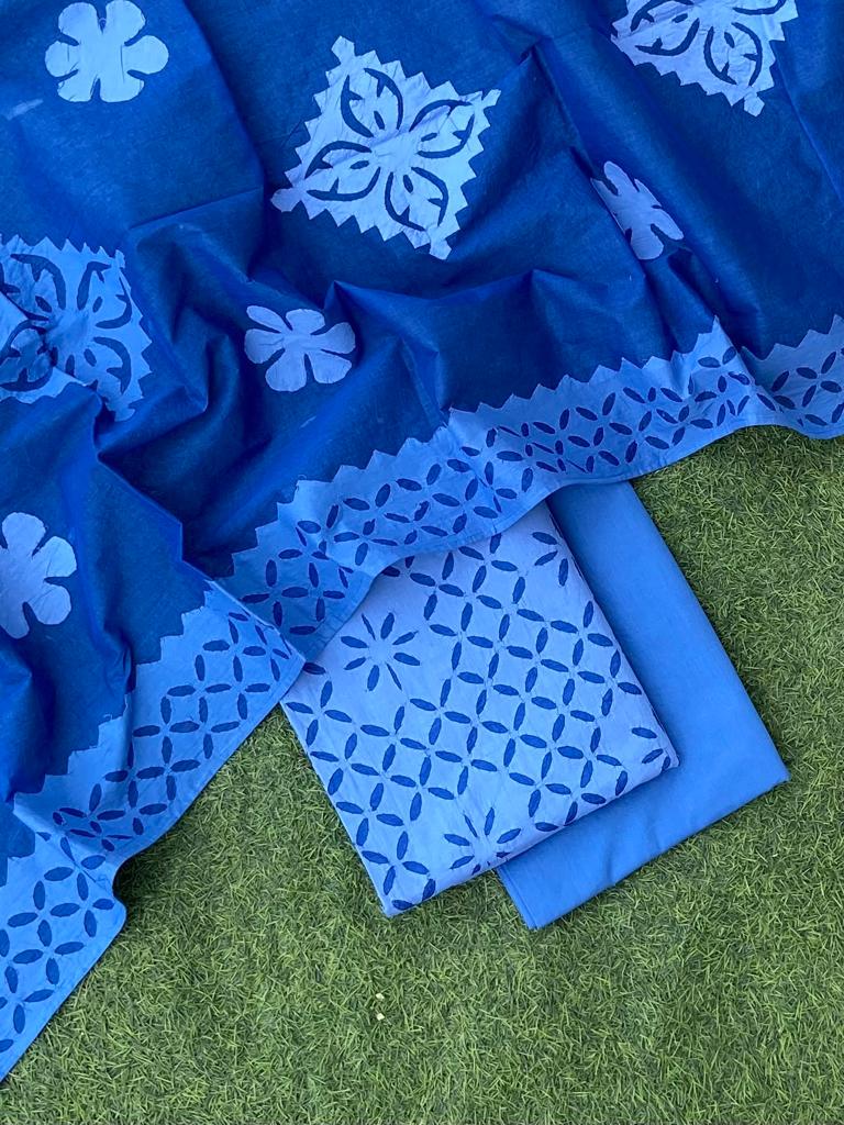 Premium Handcrafted Applique Work in Cotton & Organdy Unstitched Suit | 3-Piece